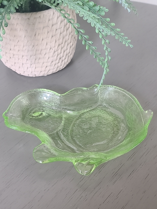 Other - Green Glass Bunny Dish - Home Accents
